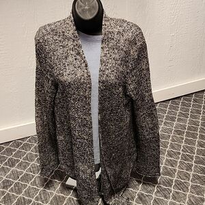 Vintage Eileen Fisher Gray Open Front Knit Linen full Sleeve Cardigan ...